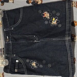 Vintage Y2k Powerpuff Girls Denim Skirt Cartoon Network Dark Wash